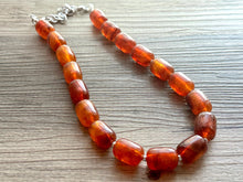 Load image into Gallery viewer, Tortoise Shell Chunky Statement Necklace, Big beaded jewelry, Single Strand Resin earrings bracelet Bib brown red freckled wedding