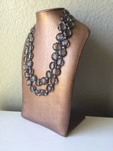 Load image into Gallery viewer, Dark Gray Double Strand statement necklace, big beaded chunky jewelry, gray earrings necklace jewelry set, beaded jewelry smoke gray