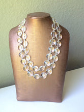 Load image into Gallery viewer, Bubble Clear Crystal Statement Necklace - Faceted circular Beaded Everyday neutral jewelry - silver accents chunky bib necklace