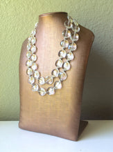 Load image into Gallery viewer, Bubble Clear Crystal Statement Necklace - Faceted circular Beaded Everyday neutral jewelry - silver accents chunky bib necklace