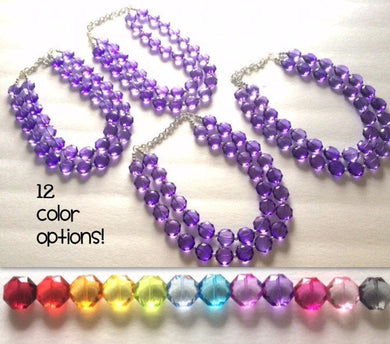 Set of 4 Bridesmaid Necklaces - choice of 12 colors! Multi Color Acrylic Faceted Chunky Statement Bib Necklaces Jewelry Sets Wedding