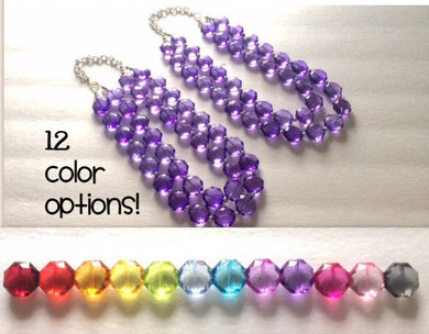 Set of 2 Bridesmaid Necklaces - choice of 12 colors! Multi Color Acrylic Faceted Chunky Statement Bib Necklaces Jewelry Sets Wedding