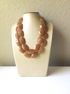 Chocolate Mocha Necklace, Double strand brown jewelry, big beaded bib chunky statement necklace, chunky bib statement, brown jewelry
