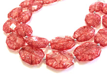 Load image into Gallery viewer, Red crackle Necklace - Double strand bright red jewelry - big beaded bib chunky statement necklace