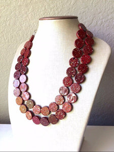 Maroon Geometric Statement Necklace, Marsala necklace, garnet necklace, dark red jewelry, red necklace, Bib jewelry, Fancy or Everyday