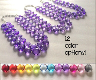 Set of 3 Bridesmaid Necklaces - choice of 12 colors! Multi Color Acrylic Faceted Chunky Statement Bib Necklaces Jewelry Sets Wedding