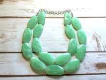 Load image into Gallery viewer, Big Bead Mint Necklace - Double Strand Statement Jewelry - light green Chunky bib bridesmaid or everyday bubble jewelry