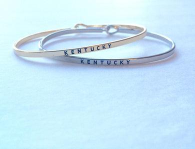 Kentucky Gold or Silver Laser Engraved Ultra Skinny Bracelet, Minimalist Jewelry thin bangle, personalized, gifts for women, southern gifts