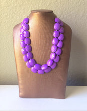 Load image into Gallery viewer, Purple statement necklace, chunky purple necklace, double strand necklace, purple jewelry, beaded jewelry, everyday necklace, purple