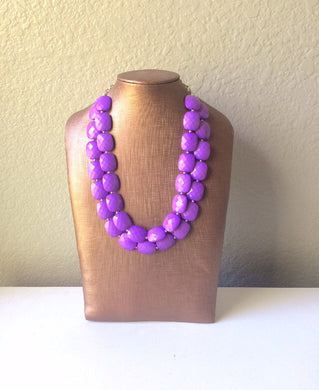 Purple statement necklace, chunky purple necklace, double strand necklace, purple jewelry, beaded jewelry, everyday necklace, purple