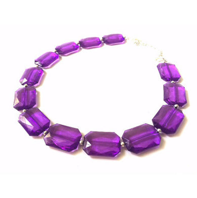 Single Strand Purple Big Beaded Statement Necklace, purple Jewelry, purple earrings, purple jewelry set, purple beaded necklace