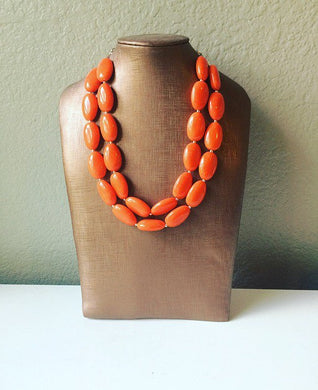 Orange Statement Necklace, Chunky Beaded Necklace, Orange Jewelry, Fall Jewelry, Fall Necklace, spring Necklace, orange beaded necklace