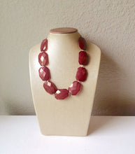 Load image into Gallery viewer, Dark Red Big beaded Statement Chunky Necklace, wine red necklace, red necklace, maroon necklace, big bead necklace, bridesmaid necklace