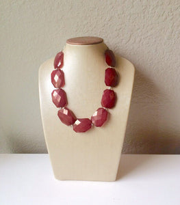 Dark Red Big beaded Statement Chunky Necklace, wine red necklace, red necklace, maroon necklace, big bead necklace, bridesmaid necklace