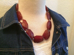 Dark Red Big beaded Statement Chunky Necklace, wine red necklace, red necklace, maroon necklace, big bead necklace, bridesmaid necklace