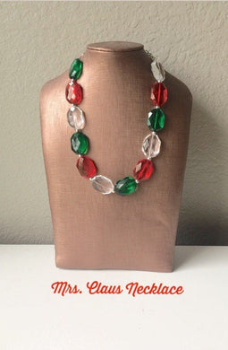 Christmas Necklace, Red, White, Green, Mrs. Claus Holiday Jewelry, Christmas Jewelry, Red Green Jewelry, Christmas Gift Christmas Present