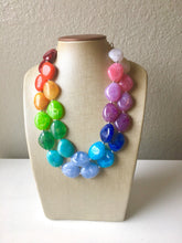 Load image into Gallery viewer, Rainbow Beaded Necklace, Colorful Jewelry, Chunky statement necklace, big beaded necklace, rainbow jewelry, rainbow baby