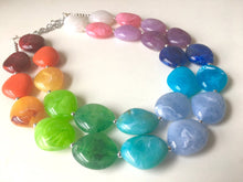 Load image into Gallery viewer, Rainbow Beaded Necklace, Colorful Jewelry, Chunky statement necklace, big beaded necklace, rainbow jewelry, rainbow baby