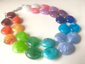 Rainbow Beaded Necklace, Colorful Jewelry, Chunky statement necklace, big beaded necklace, rainbow jewelry, rainbow baby