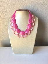 Load image into Gallery viewer, Pink on pink Necklace, Double strand pink jewelry, big beaded chunky statement necklace, pink necklace, pink jewelry, blush necklace