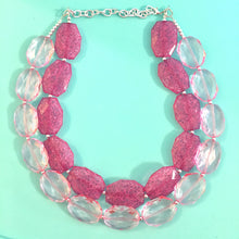 Load image into Gallery viewer, Pink on pink Necklace, Double strand pink jewelry, big beaded chunky statement necklace, pink necklace, pink jewelry, blush necklace