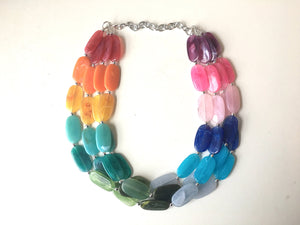 Rainbow Beaded Necklace, Colorful Jewelry, Chunky statement necklace, big beaded necklace, rainbow jewelry, rainbow baby, rainbow