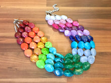 Load image into Gallery viewer, XL Rainbow Beaded Necklace, Colorful Jewelry, Chunky statement necklace, big beaded necklace, rainbow jewelry, rainbow baby