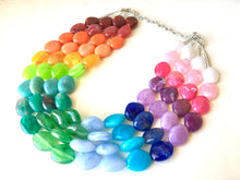 Load image into Gallery viewer, XL Rainbow Beaded Necklace, Colorful Jewelry, Chunky statement necklace, big beaded necklace, rainbow jewelry, rainbow baby