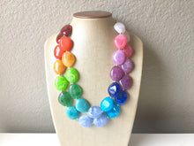 Load image into Gallery viewer, Rainbow Beaded Necklace, Colorful Jewelry, Chunky statement necklace, big beaded necklace, rainbow jewelry, rainbow baby