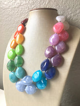 Load image into Gallery viewer, Rainbow Beaded Necklace, Colorful Jewelry, Chunky statement necklace, big beaded necklace, rainbow jewelry, rainbow baby