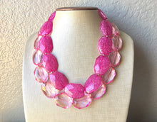 Load image into Gallery viewer, Pink on pink Necklace, Double strand pink jewelry, big beaded chunky statement necklace, pink necklace, pink jewelry, blush necklace