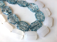 Load image into Gallery viewer, Blue &amp; White Necklace, multi strand jewelry, big beaded chunky statement necklace, blue necklace, bridesmaid necklace, bib necklace, white