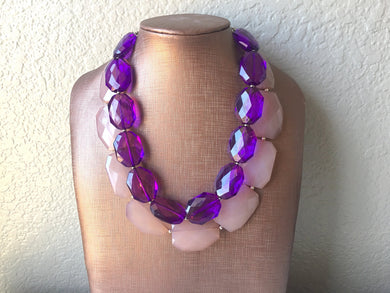 Purple & Caramel Necklace, multi strand jewelry, big beaded chunky statement necklace, caramel necklace, bridesmaid necklace, purple jewelry