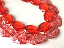 Load image into Gallery viewer, Red Necklace, multi strand jewelry, big beaded chunky statement necklace, red jewelry, bridesmaid necklace, bib necklace