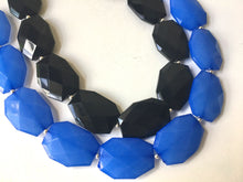 Load image into Gallery viewer, Black &amp; Blue Necklace, multi strand jewelry, big beaded chunky statement necklace, blue necklace, bridesmaid necklace, bib necklace, black