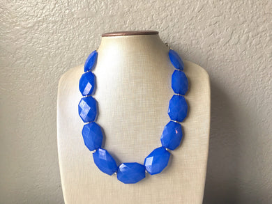 Single Strand Denim Blue Big Beaded Statement Necklace, blue Jewelry, blue beaded necklace, blue beaded necklace, bridesmaid necklace