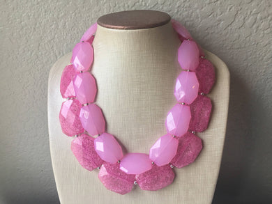 Pink Necklace, multi strand jewelry, big beaded chunky statement necklace, bridesmaid necklace, pink jewelry