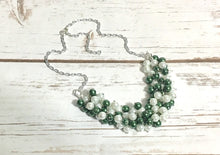 Load image into Gallery viewer, Green &amp; White Pearl Necklace / Eastern (Michigan) State NY Jets Hawaii Marshall North Texas Alabama - Birmingham College Football Jewelry