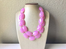 Load image into Gallery viewer, Blush Pink beaded statement chunky necklace, baby pink necklace, light pink necklace, pink bridesmaid, pink beaded necklace