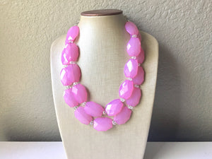 Blush Pink beaded statement chunky necklace, baby pink necklace, light pink necklace, pink bridesmaid, pink beaded necklace