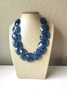 Navy Blue Chunky Statement Necklace, double strand necklace, blue necklace, dark blue necklace, navy blue wedding, bridesmaid necklace