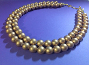 Chunky Statement Necklace - 2 Strand Gold Ball Necklace