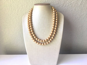 Chunky Statement Necklace - 2 Strand Gold Ball Necklace