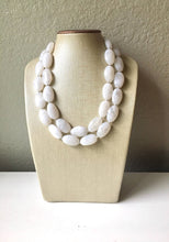 Load image into Gallery viewer, White Double Strand Necklace, white Extra Chunky jewelry, Statement Necklace, white jewelry, beaded white necklace, white chunky