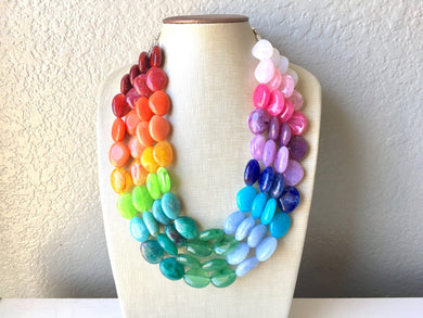 XL Rainbow Beaded Necklace, Colorful Jewelry, Chunky statement necklace, big beaded necklace, rainbow jewelry, rainbow baby