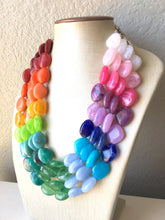 Load image into Gallery viewer, XL Rainbow Beaded Necklace, Colorful Jewelry, Chunky statement necklace, big beaded necklace, rainbow jewelry, rainbow baby