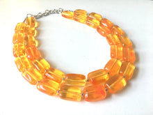 Load image into Gallery viewer, Orange Statement Necklace, Big Beaded necklace, chunky orange necklace, fall wedding, orange jewelry, pumpkin jewelry, halloween jewelry