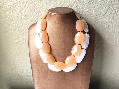 Champagne & White Necklace, multi strand jewelry, big beaded chunky statement necklace, caramel necklace, bridesmaid necklace, bib necklace
