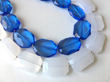 Load image into Gallery viewer, Blue &amp; White Necklace, multi strand jewelry, big beaded chunky statement necklace, blue necklace, bridesmaid necklace, bib necklace, white