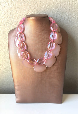 Pink & Caramel Necklace, multi strand jewelry, big beaded chunky statement necklace, caramel necklace, bridesmaid necklace, pink jewelry